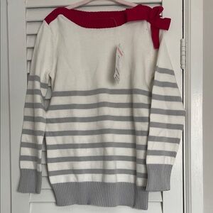 Gymboree Sweater in Gray and White with Red Trim and Bow NWT